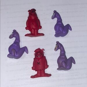 1987 Flintstones Fred, barney & Dino Fruity Pebbles Cereal Toy Figures Lot of 5